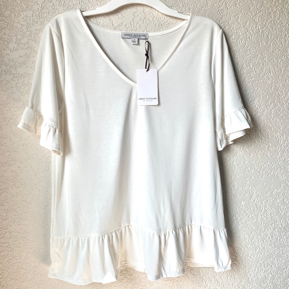NWT Green Envelope Peplum Blouse Shirt - Top